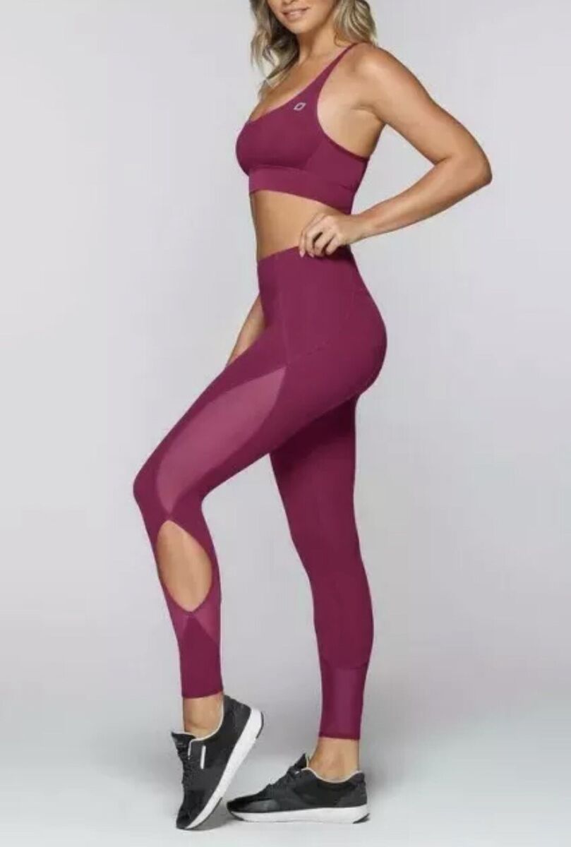 Lorna Jane Tokyo Core Tight Beetroot Pink Mesh Cut Out Legging Extra Small  XS