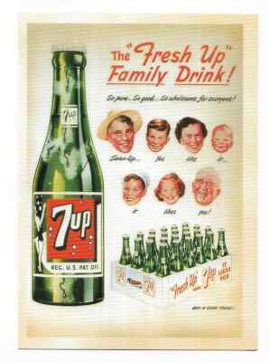 7up The Fresh Up Family Drink 1930's-40's Advertisement Reproduction Postcard  