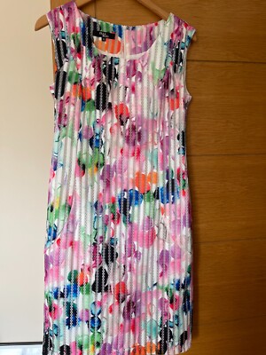 Ella Boo Multi Colour Shift Dress Sleeveless Size UK 12 Fully Lined