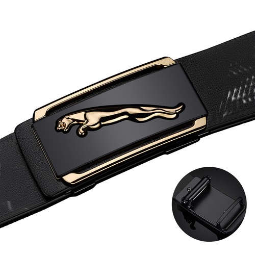 Luxury Men Genuine Leather Belt Automatic Buckle Ratchet Waist Strap Jeans. - Picture 19 of 24