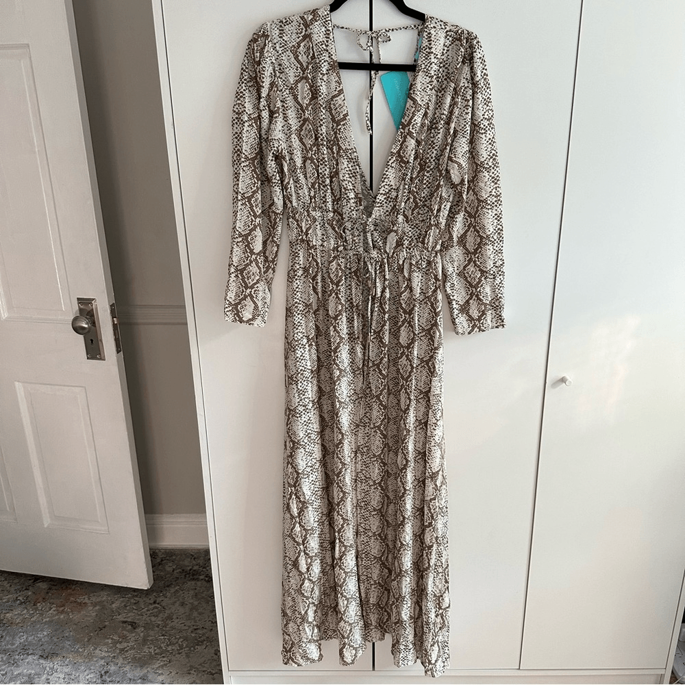 【MELISSA ODABASH】farrah snake-print crepe kaftan Farrah Snake Kaftan | Official US Site