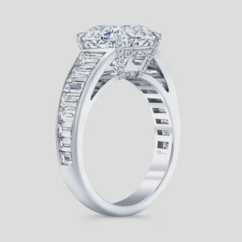 3.50 Ct Certified Treated Off White Diamond Solitaire Promise Ring.925 Silver - Picture 5 of 8