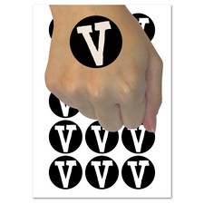 Letter V Uppercase Cute Typewriter Font Temporary Tattoo Water Resistant Set