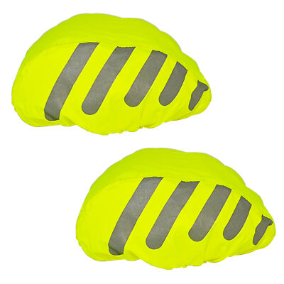 2x Helmüberzug Fahrradhelm Regenschutz Regenhaube Regenüberzug Sichtbarkeit NEON