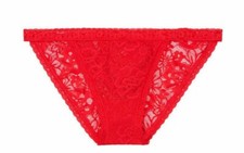 New w/Tag Victoria's Secret FREE SHIP Lace String Bikini Sz L Red  