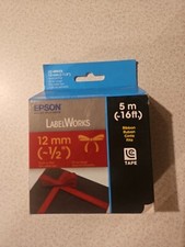 GENUINE Epson LabelWorks LC-4RKK5 Label Tape GOLD on RED 12mm 1/2  