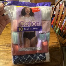 HANES 10 PACK SIZE 9/2XL ASSORTED COLORS BREATHABLE COTTON BRIEFS PANTIES NEW