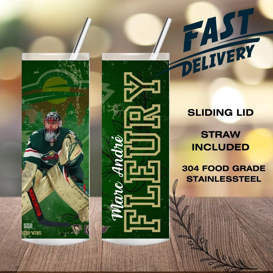 Taza de café Marc-André Fleury MINESOTA WILD 20 oz regalo perfecto para aficionados al hockey Foto 2 de 4