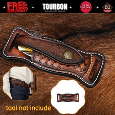 TOURBON Leather Folding Blade Knife Sheath EDC Pockets Knives Case Belt Holster