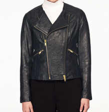 New Ellos Women's Black Zip Leather Jacket Plus Sz 24