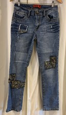 Zanadi size 8 jeans patch work stone wash