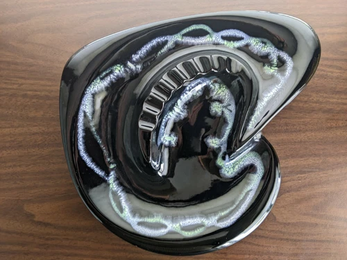 Vintage Royal Haeger Mid Century Modern Large Black Blue Green Ashtray Pottery