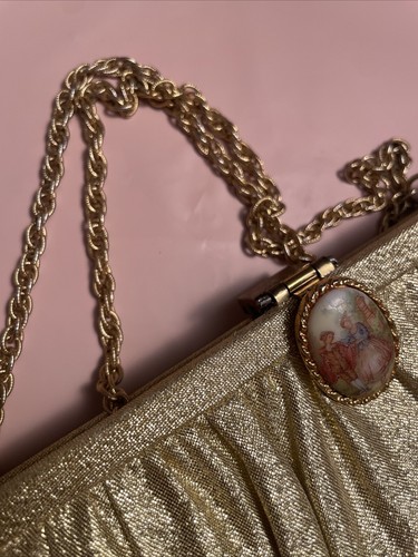 Borsa pochette da sera clip cammeo catena Juliart oro vintage vecchi soldi - Foto 10 di 13