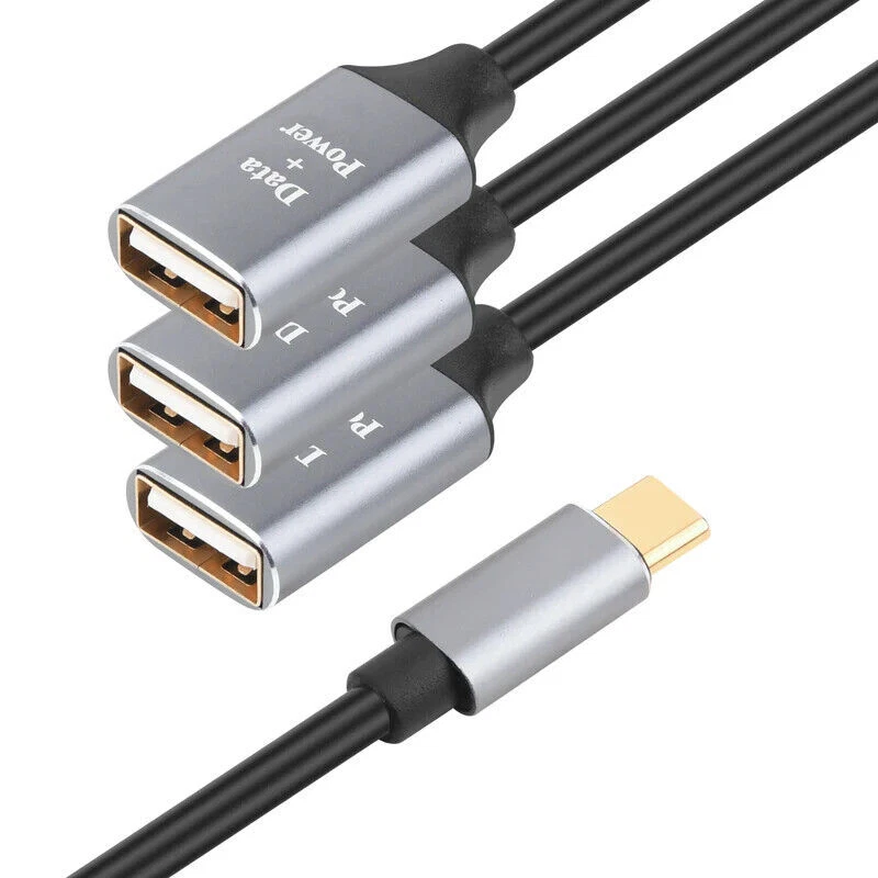 Wonderwires USB-C to 3 x USB 2.0 A Female Hub OTG Data & Charge Y Splitter Cable - Image 2 of 4