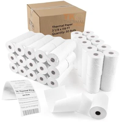 TK Thermal King 50 Rolls 3 1/8" x 119' Thermal Paper POS Receipt Paper for Re...