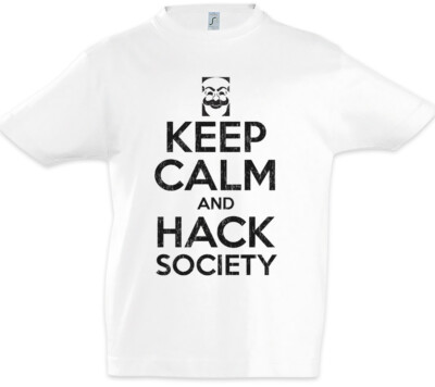 Keep Calm And Hack Society Kinder Jungen T-Shirt Mr. Nerd Robot Hacker Fun