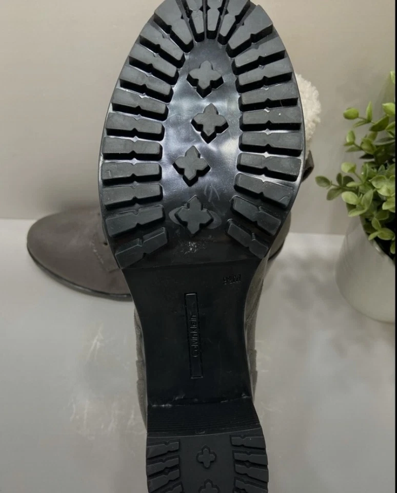 Calvin Klein 麂皮绒人造毛皮粗跟靴 9.5 码 — 第 4/4 张图片