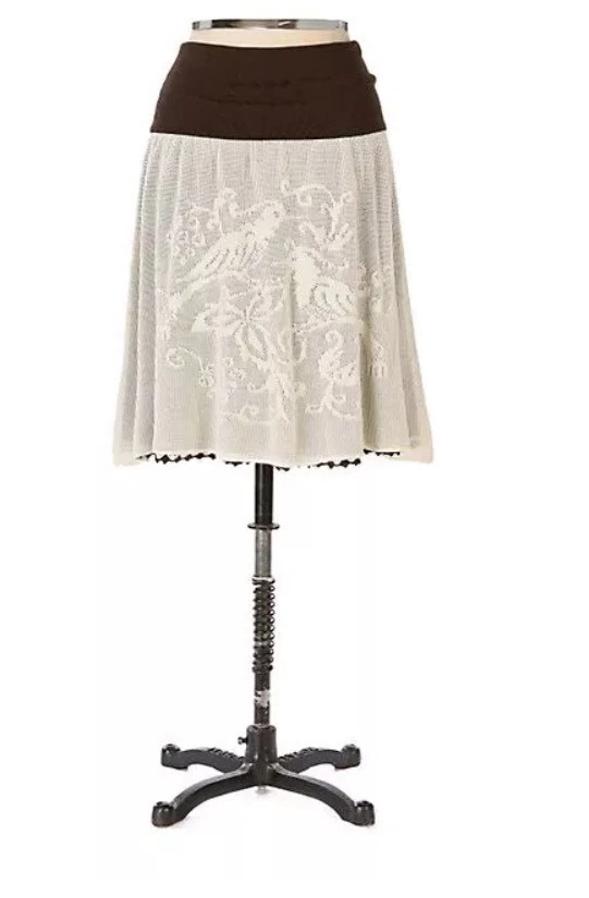 150 Nwt Moth Anthropologie Slipcover Sweater Skirt Pointelle Crochet Cotton XS