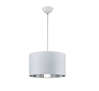 TRIO Pendelleuchte HOSTEL weiß/silber Ø40cm, E27, max. 60W