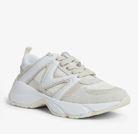 MAJE Women s Off White Mesh and Leather Trainers Sneakers EU 35