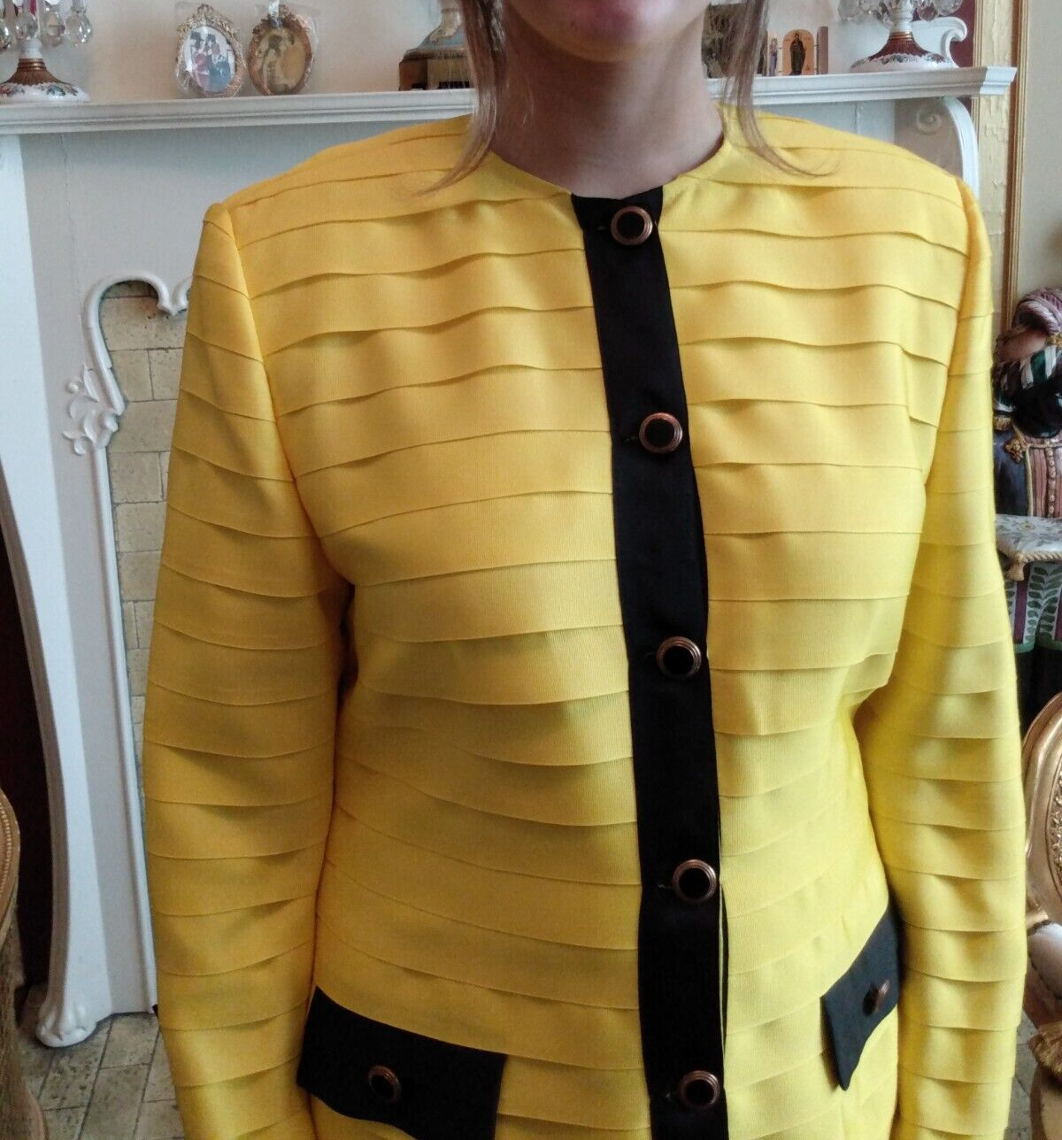 FILA NUOVO ABITO A NASTRO GROSGRAIN GIALLO E NERO FILE taglia 8 MIO STUDIO DI DESIGN