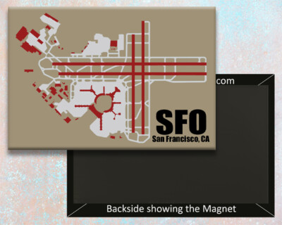 San Francisco Airport Diagram Map Handmade 3.25'' x 2.25'' Fridge Magnet (MM10020)