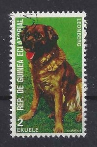 Dog Art Head Study Portrait Postage Stamp LEONBERGER Equatorial Guinea 1977 CTO