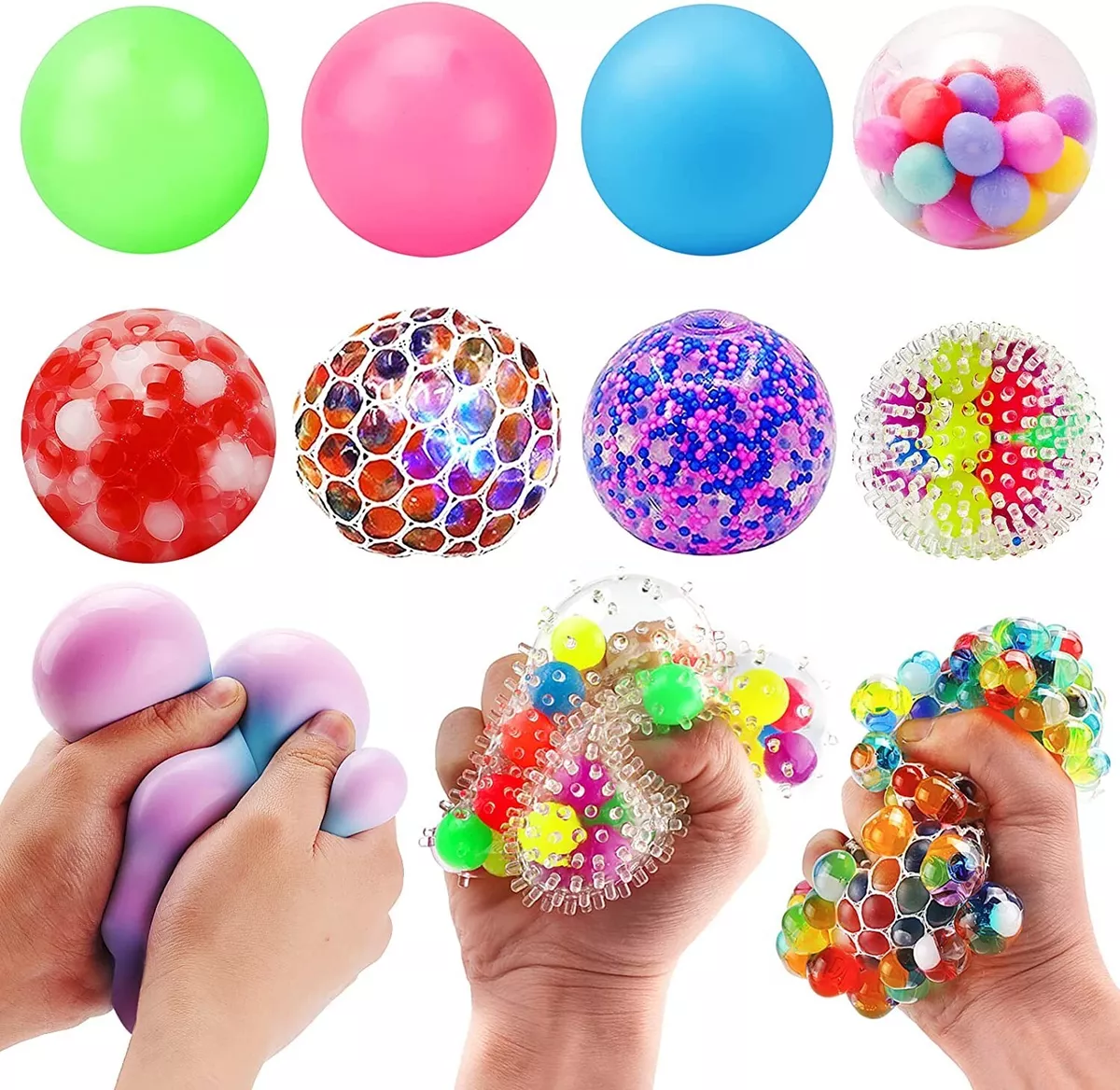 Stress Balls ​for Kids and Adults, 8 Squishies Balls Fidget Toys for Boys  Girls