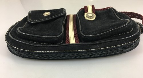 Cole Haan Negro Borgoña Gamuza Expandible Pequeño Bolso de Mano Cartera Muñequera - Imagen 3 de 7