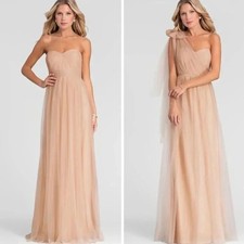 Jenny Yoo Dress Pink Peach Orange Annabelle Convertible Bridesmaid Dress Size 12