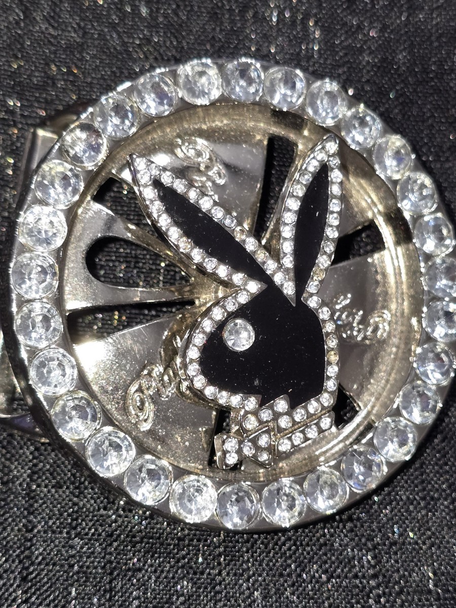 Vintage Playboy Spinning Belt Buckle | Y2K Rhinestone Statement Piece (EUC) VINTAGE GIRLS NEXT BOOR Playboy Bunny Spinning Rhinestone  main image 2