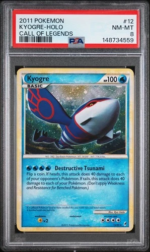 2011 POKEMON CALL OF LEGENDS #12 KYOGRE-HOLO PSA 8