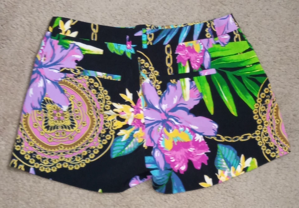 Pantalones Cortos Jennifer Lopez Negro Tropical Colorido Talla 4 Foto 2 de 4