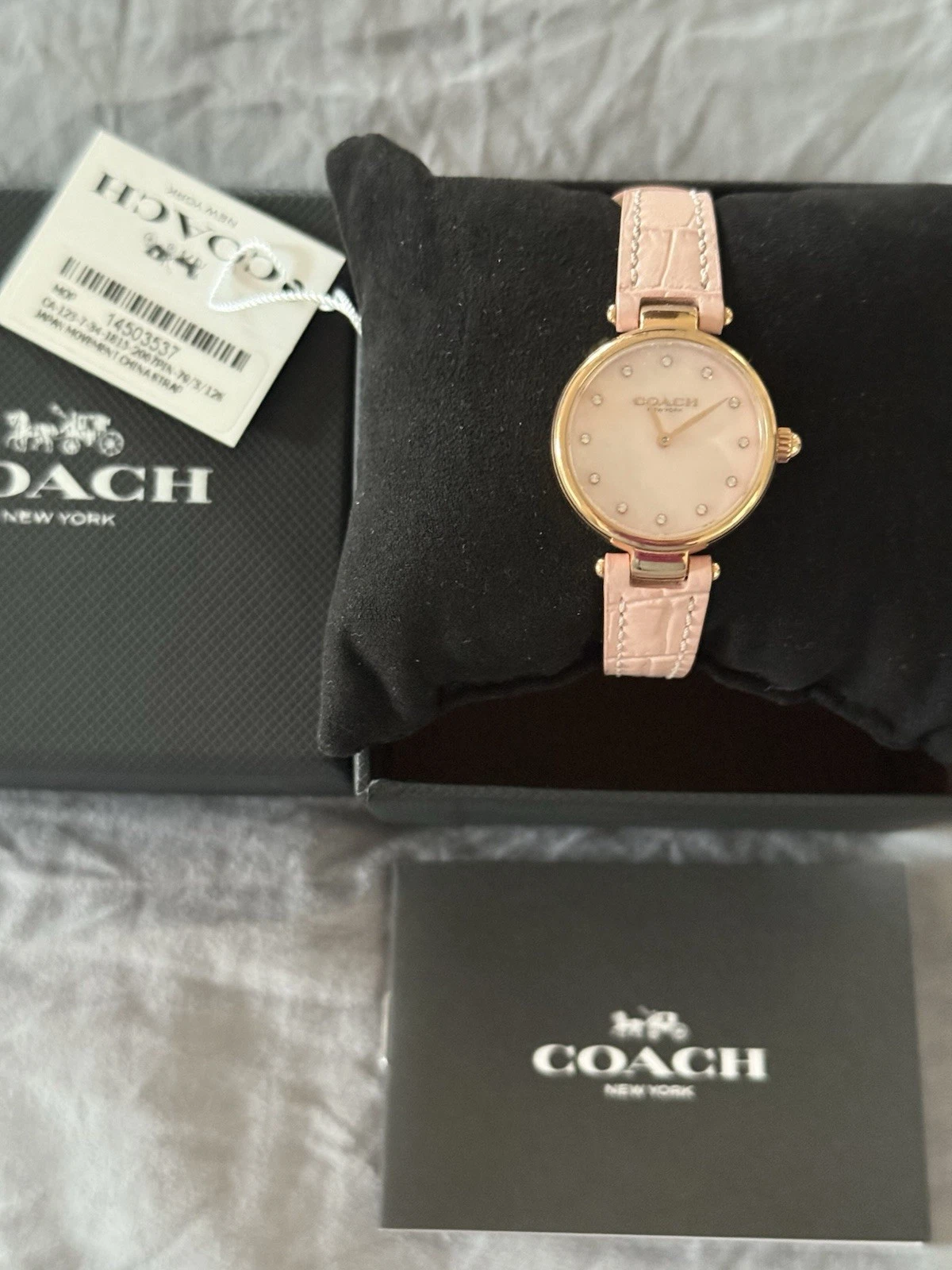 Orologio Coach Hayley Rosa Pelle Quarzo Donna 14503537 Batteria Nuova