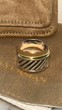 14K & 925 STERLING DAVID YURMAN CABLE RING SIZE 7.. COMFORTABLE RING TO WEAR