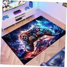 Gaming Area Rug Teen Boys Carpet, Colorful Gamepad Background Game Controller