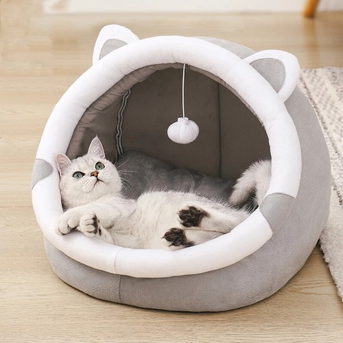 Cute Cat Bed Pet House Kitten Lounger Cushion Small Dog Tent Mat Washable Puppy - Picture 12 of 19