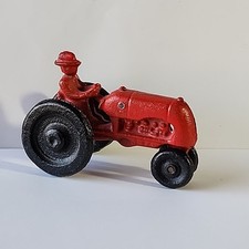 Vintage Arcade Oliver Row Crop Farm Tractor Cast Iron Toy 1930's Red Black Metal