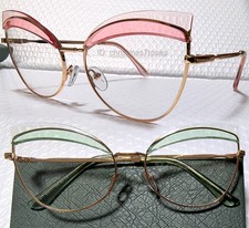 Women Vintage Cat eye glasses frame Optical Clear lens 52-18-143 Plastic metal