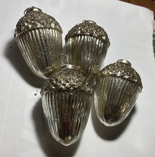 Kugel style LG Mercury SLIVER Color Glass Acorn Christmas Ornament 4 available