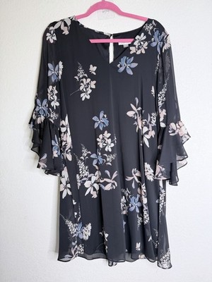 Calvin Klein Dress Womens 14 Floral Sheer Boho Cottagecore Coastal Romantic