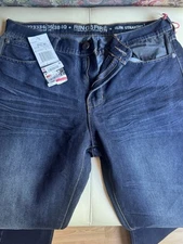 New Men’s Ring Of Fire Los Angeles Black Jeans Size 36x34 Slim Straight W/ Tags!