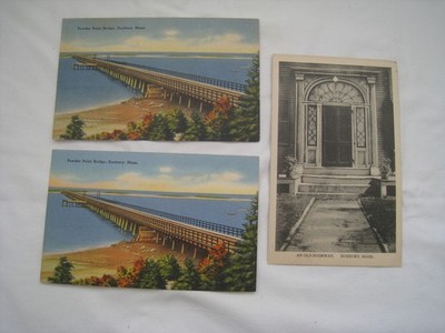 3 1929-54 DUXBURY MA PHOTO POSTCARDS  POWDER POINT BRIDGE  (double) 1954;  An Ol