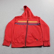 Aviator Nation Hoodie Boys 10 Red Striped Full Zip Fleece Made USA Retro READ