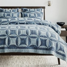 Pottery Barn Harper Patchwork Reversible King Quilt  2 King Shams New w/tags