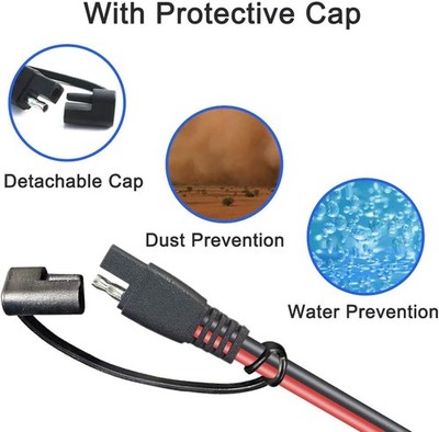 SAE Input to SAE Outlet Extension Cable for Batteries Solar Panel Motorcycle 12V