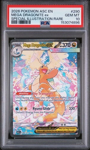 2026 POKEMON ASC EN-SPECIAL ILLUSTRATION RARE #290 MEGA DRAGONITE EX PSA 10