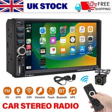 Double DIN Car Stereo Radio Wireless Apple CarPlay Android Touch Screen + Camera