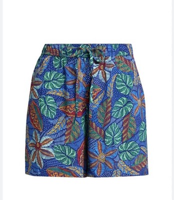 Johnny Was Maris Easy Cover Up Shorts Blue Green Floral Size Small NWT