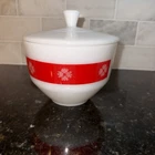 Vintage 1950's Federal Glass Heat Proof Red White Gingham Band Covered Bowl/dish